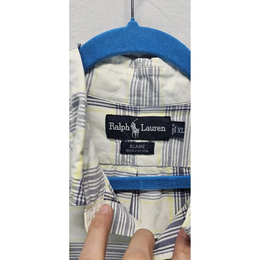 Ralph Lauren‎ Blaire Shirt XL Plaid Short Sleeve Button Down Cotton Classic